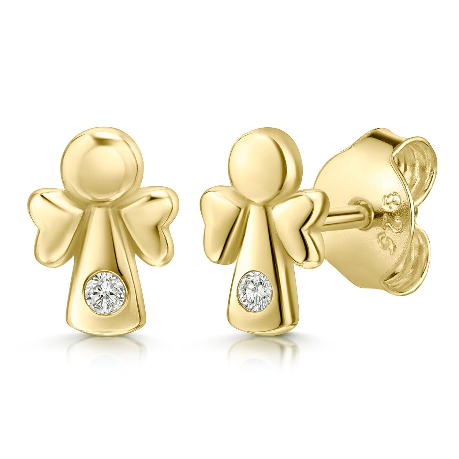 MATERIA by Matthias Wagner Pendientes de ángel de la guarda de plata 925 para niños, pendientes de ángel con circonitas SO-205