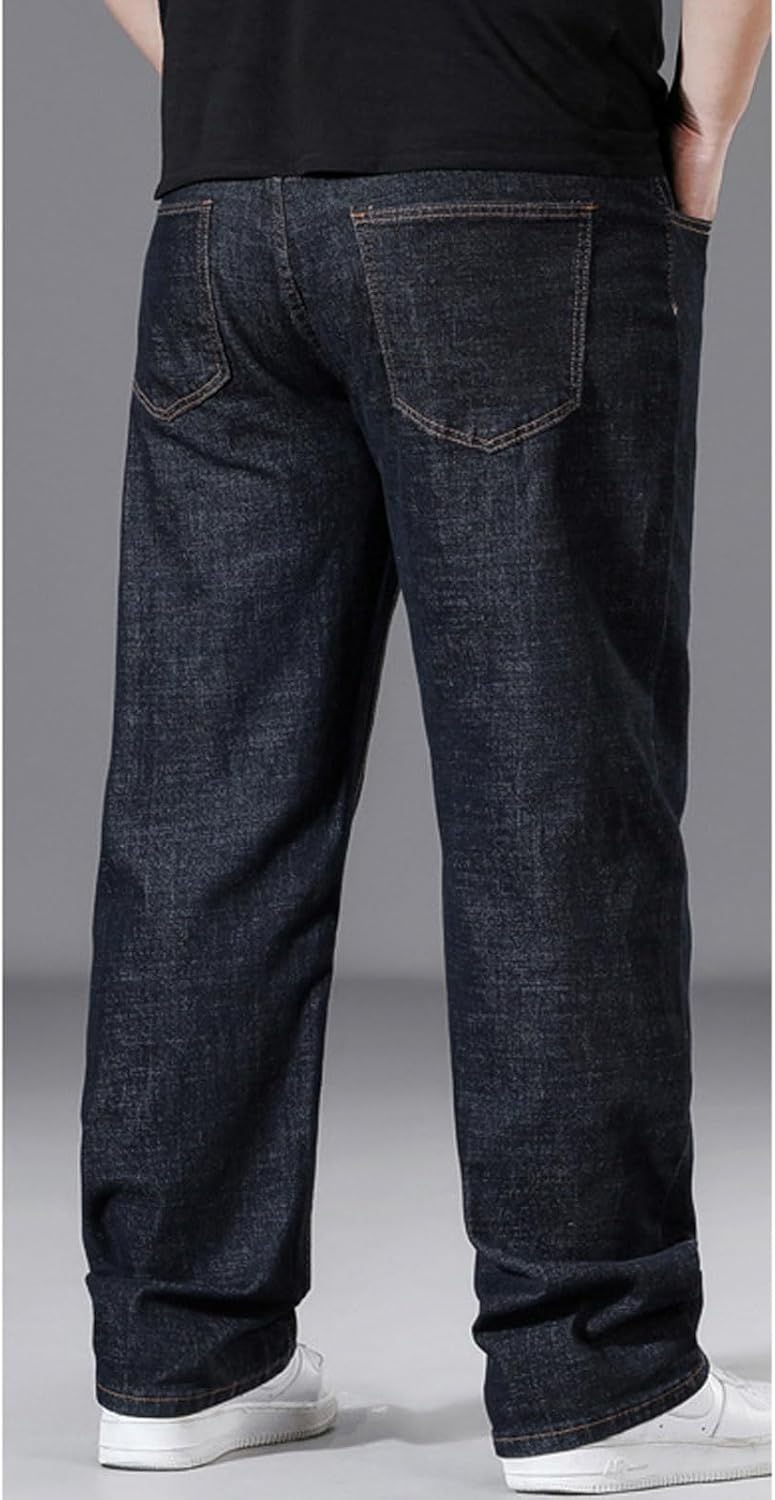 Plus Size Baggy Jeans for Men Elastic Waist Pull On Denim Pants Drawstring Straight Loose Jean Sweatpants L-5XL - Image 3