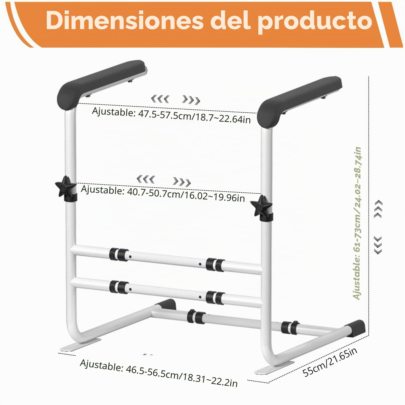 Ayuda para Levantarse del Sofá y Sillón para Personas Mayores, Soporte Ajustable con Capacidad de 200 kg, Altura y Anchura Regulables, Asas Antideslizantes – Ayuda a la Movilidad para Sillón y Sofá