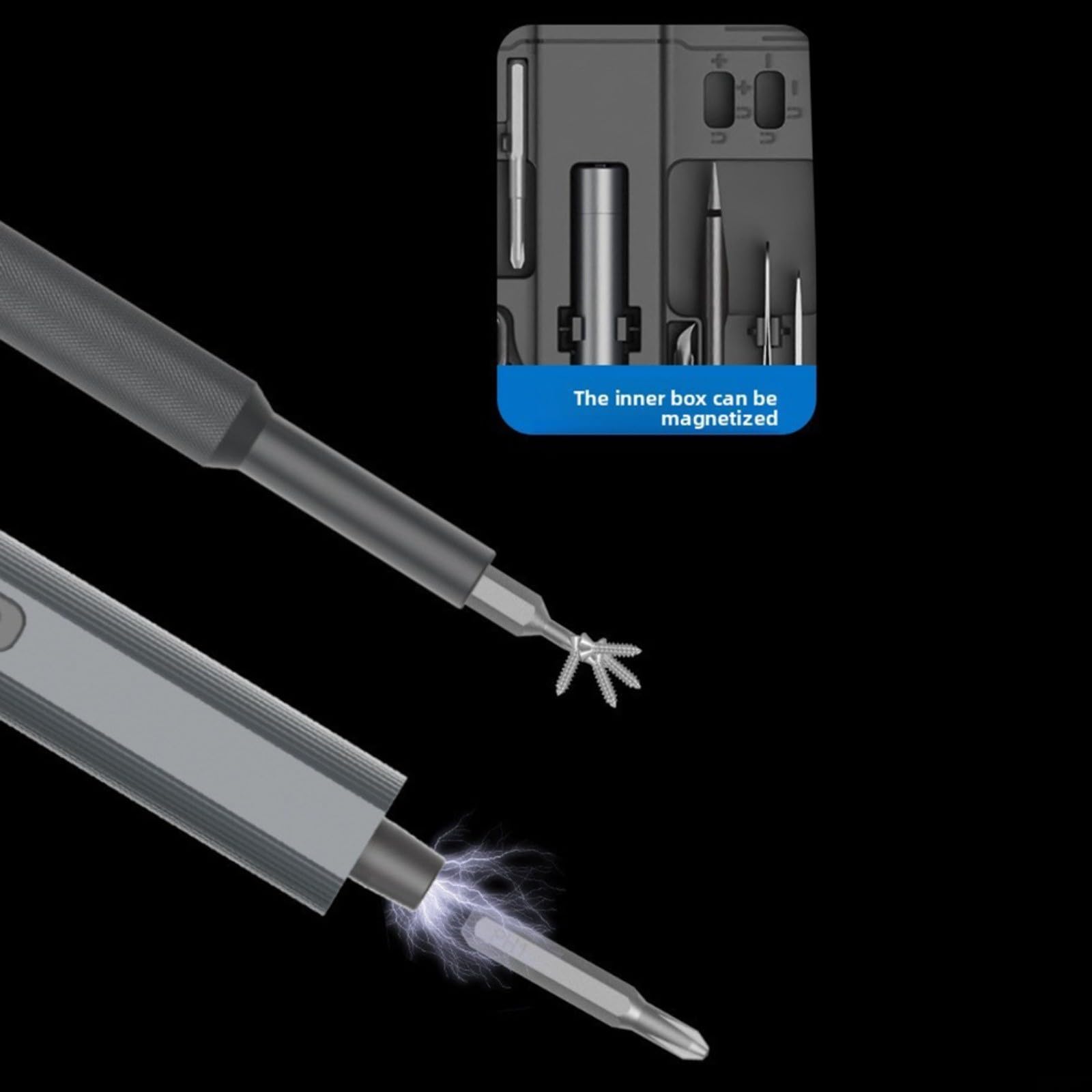 Set di cacciaviti elettrici 156 in 1, 5 livelli di coppia, 140 punte magnetiche, luce LED di tipo C, per riparazione console smartphone, laptop, kit da uomo grigio nero (grigio)