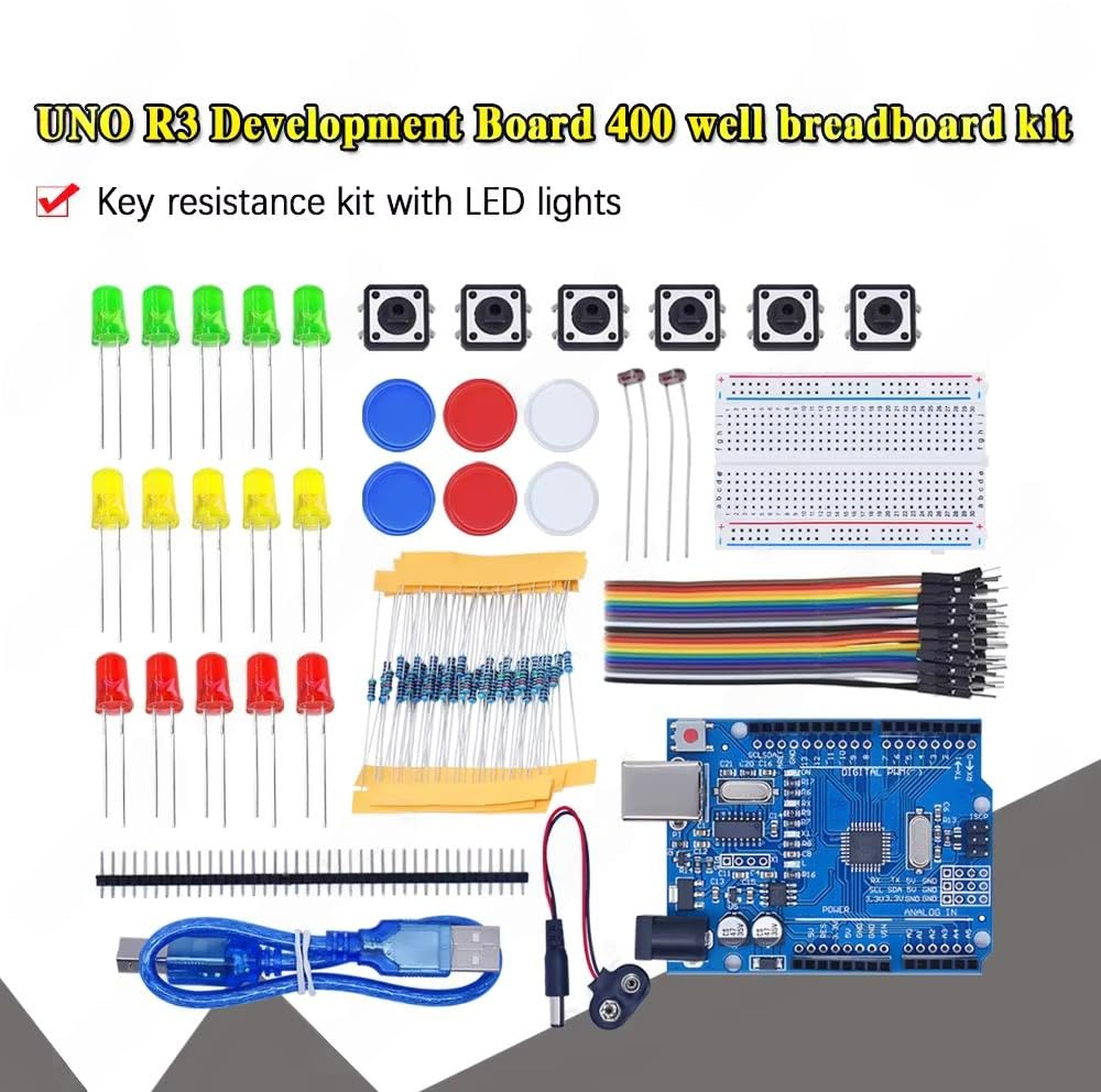 Kit Electronica de Iniciación para Arduino UNO R3, Kit de Bricolaje Electronica, UNO R3 Placa de Desarrollo de Prototipos