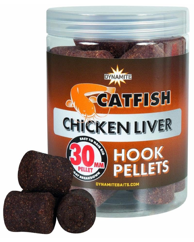 Dynamite Wels-Huhnleberhaken-Pellets, 30 mm, Wels-Hakenköder, langsame Abbaurate, perfekt für Haar-Takeling, sehr attraktiver und bewährter Hühnerlebergeschmack.