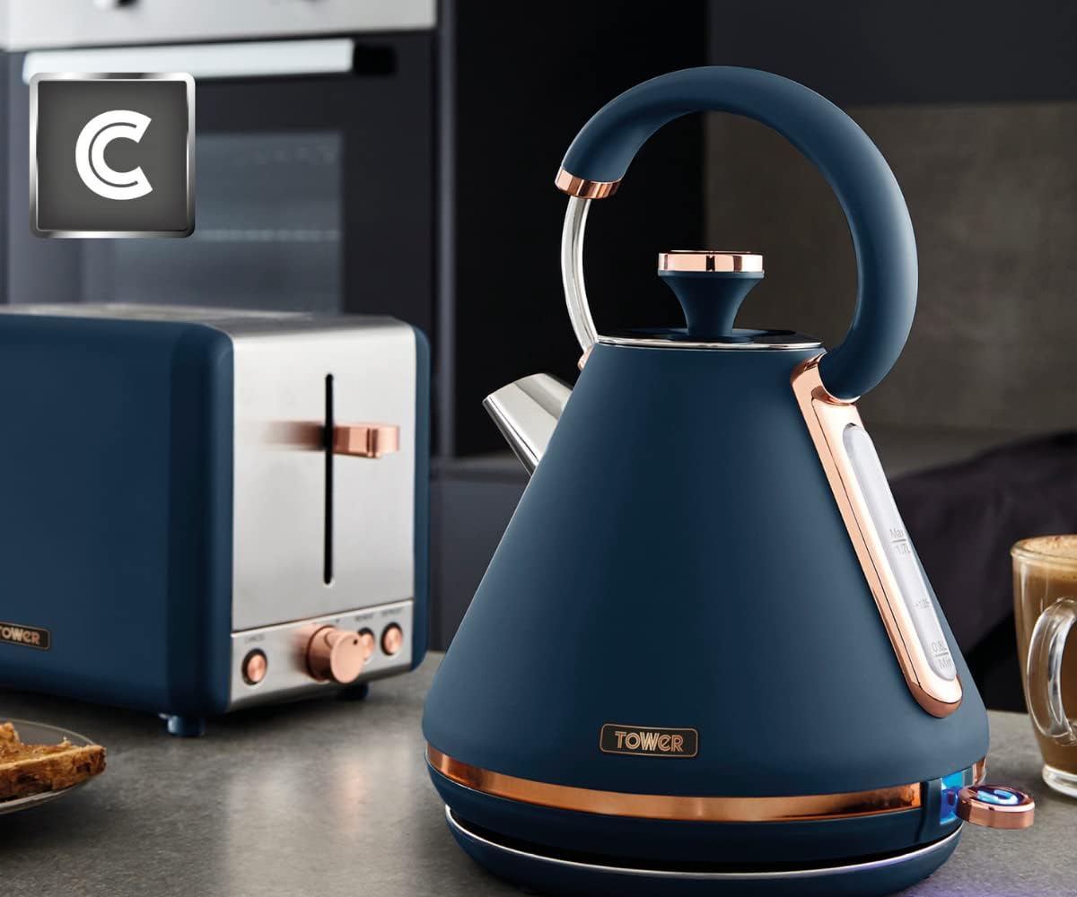 TOWER Cavaletto 1.7L 3 KW Pyramid Kettle and 2 Slice 850W Toaster