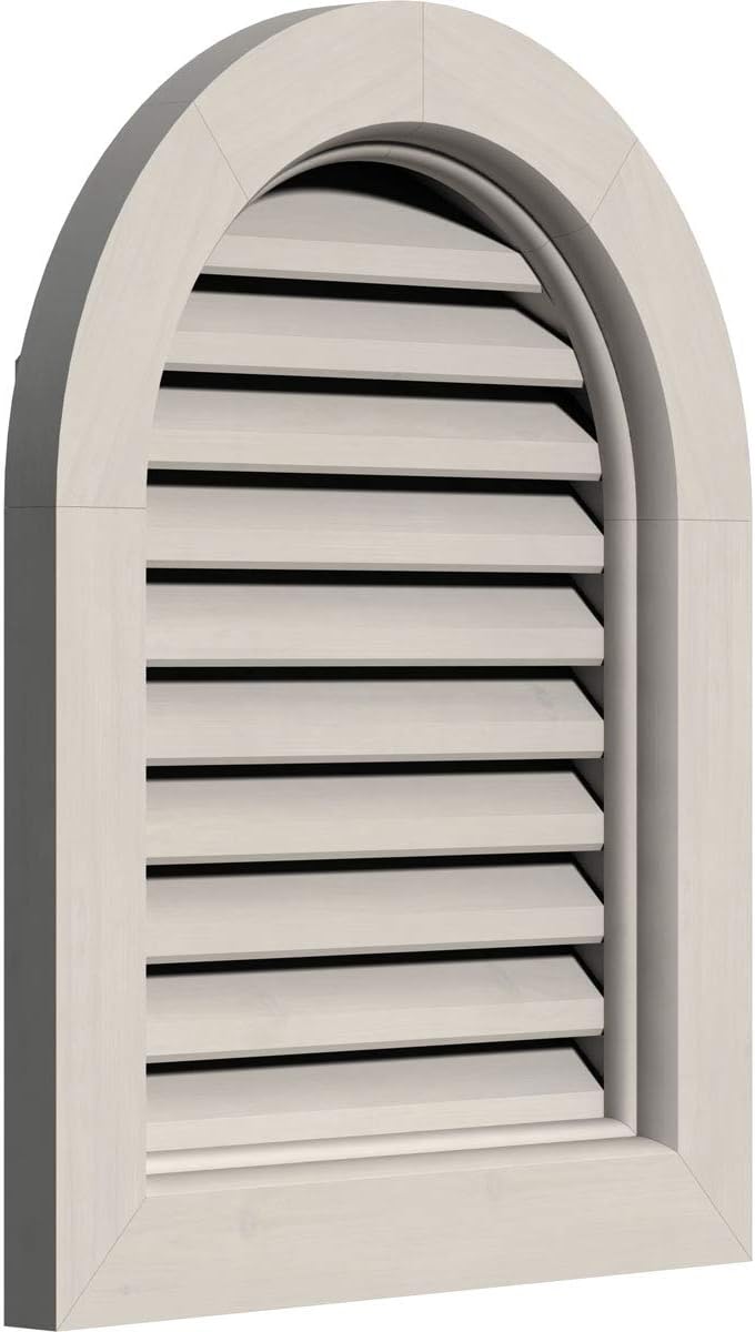 Ekena Millwork GVWRT24X3600SFPWR Round Top Gable Vent Gable Vent, 24"W x 36" (29"W x 41"H Frame Size), Western Red Cedar, Primed