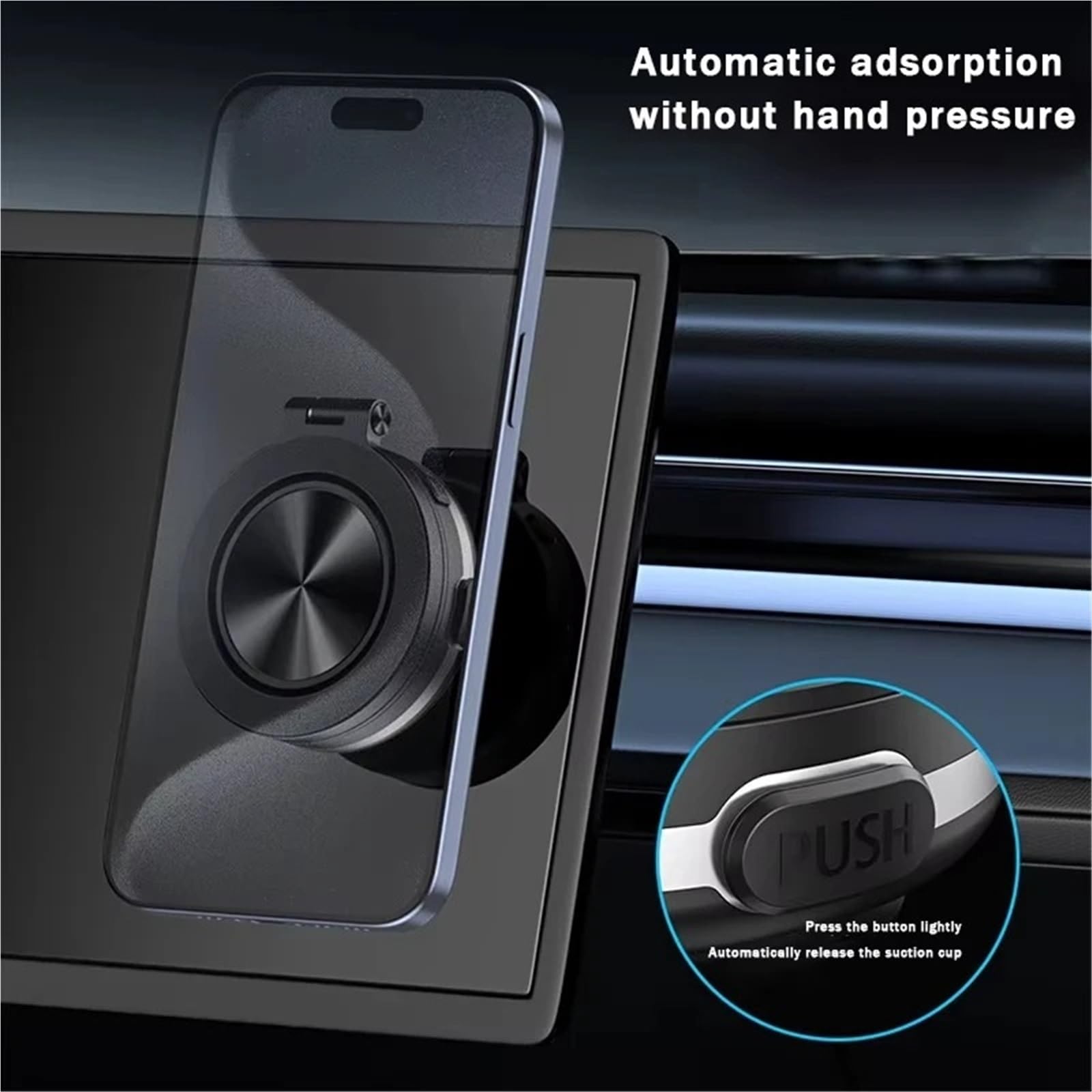 Soporte Movil Coche Soporte Auto Móvil Ventosa magnética de vacío giratoria de 360 ​​° Plegable para atracción magnética eléctrica Soporte de teléfono para Coche(Silver)