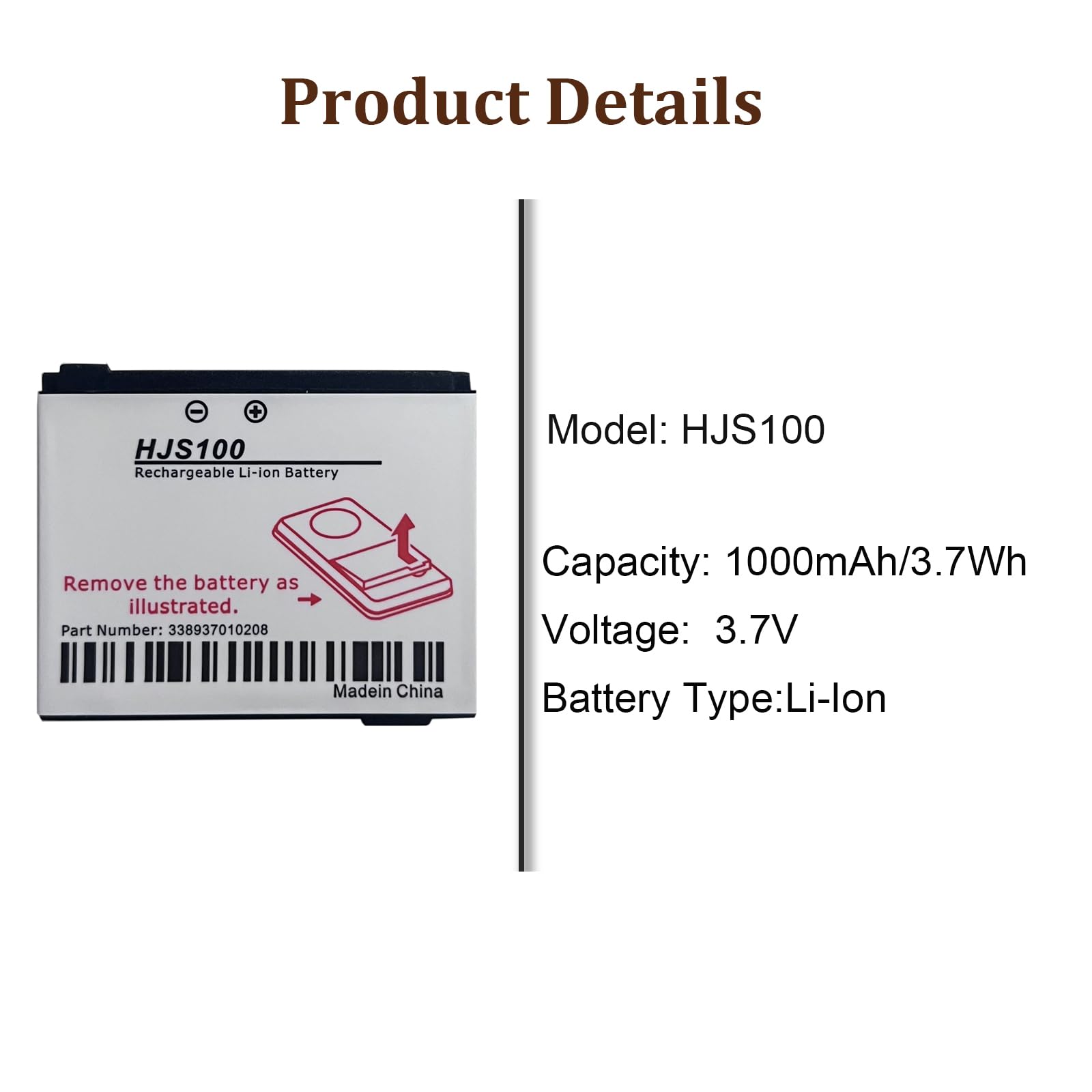 Batteria di ricambio HJS100 compatibile con Becker HJS 100, HJS-100, Map Pilot, Replaces Becker 338937010208 Mercedes Benz Map Pilot, VW Map Pilot