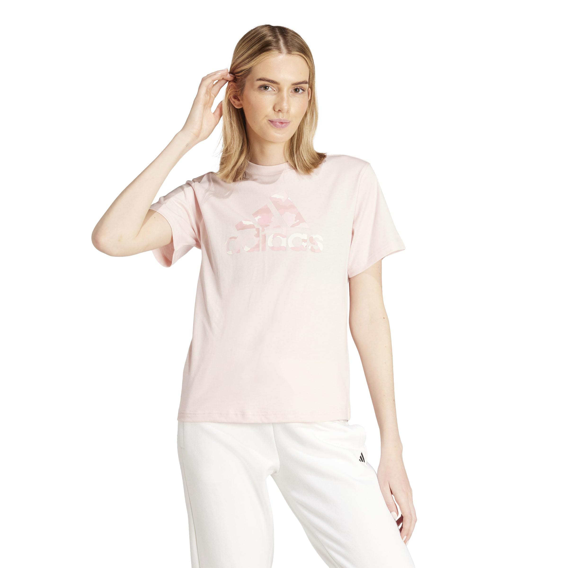 adidas Women's CAMO Graphic TEE, Sandy Pink, M