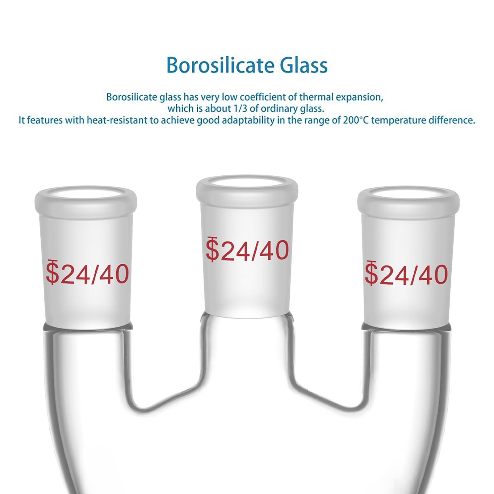 stonylab Fiole à Fond Rond 500 ml avec 3 Cols Droits-24/40, Verre Borosilicate, Idéale pour Chimie, Laboratoire, Expériences Scientifiques, Distillation et Reflux