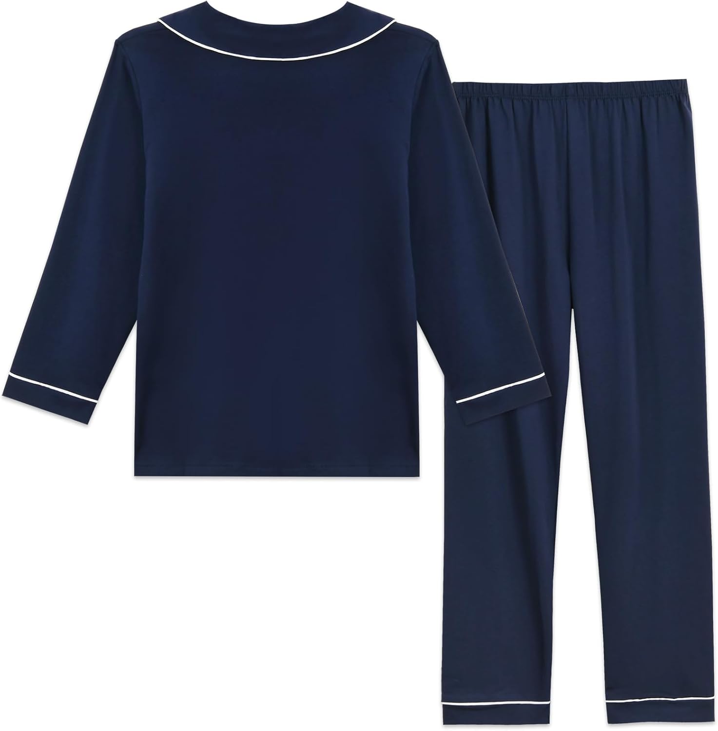 Aablexema Unisex Kids Pajamas Set Button-Down Long Sleeve Cotton Sleepwear Lounge Set for 5-13 Years - Image 4