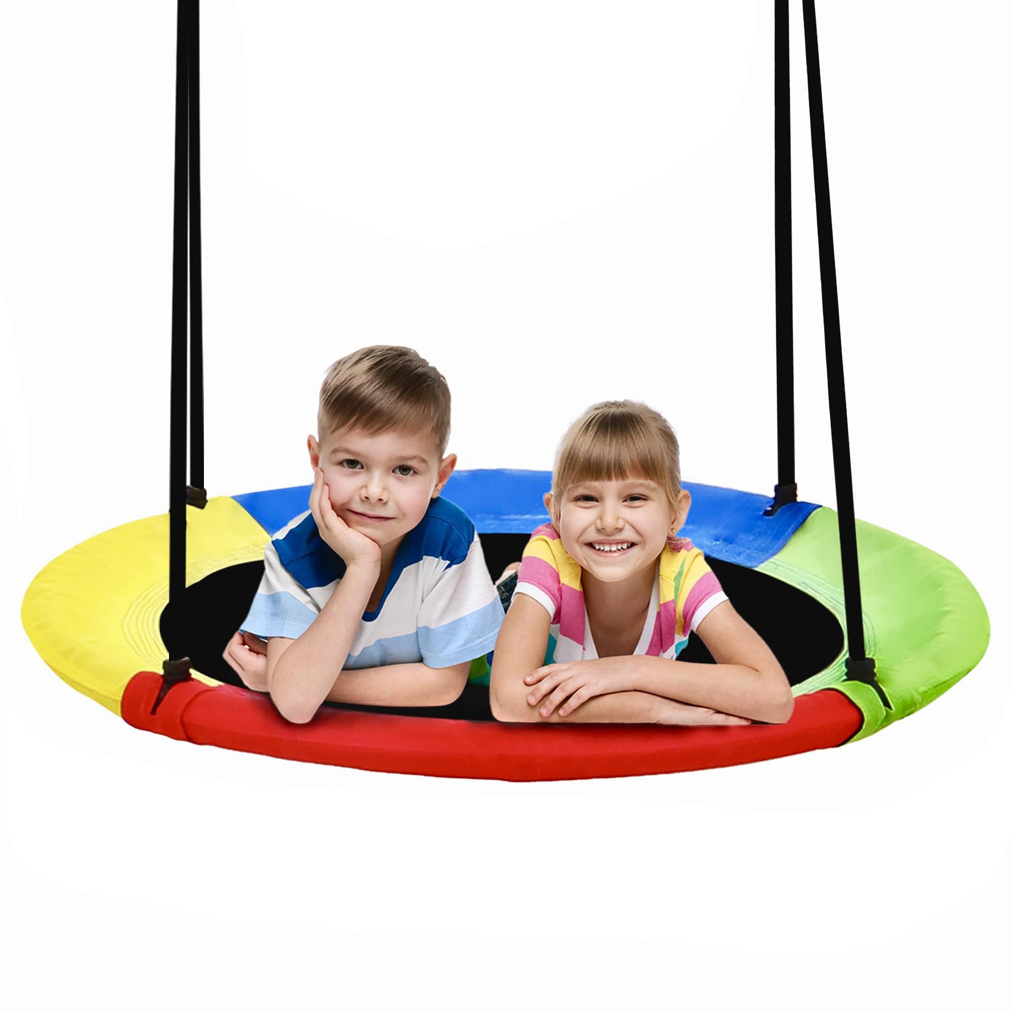 40 Inch Saucer Tree Swing for Kids Outdoor, Textilene Fabric Tear & UV Resistant Waterproof, Round Disc Circle Swing Set for Backyard Garden