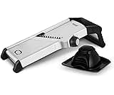 Good Food in Partnership with Tower GF847073 Chef’s Mandolin Slicer with Durable Precision Stainless Steel Blades, Adjustable Settings and Silicone Non-Slip Base, Stainless Steel and Black