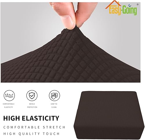 Vista 386 de Easy-Going - Funda elástica para taburete otomano, funda protectora para muebles, funda rectangular con parte inferior elástica Beige