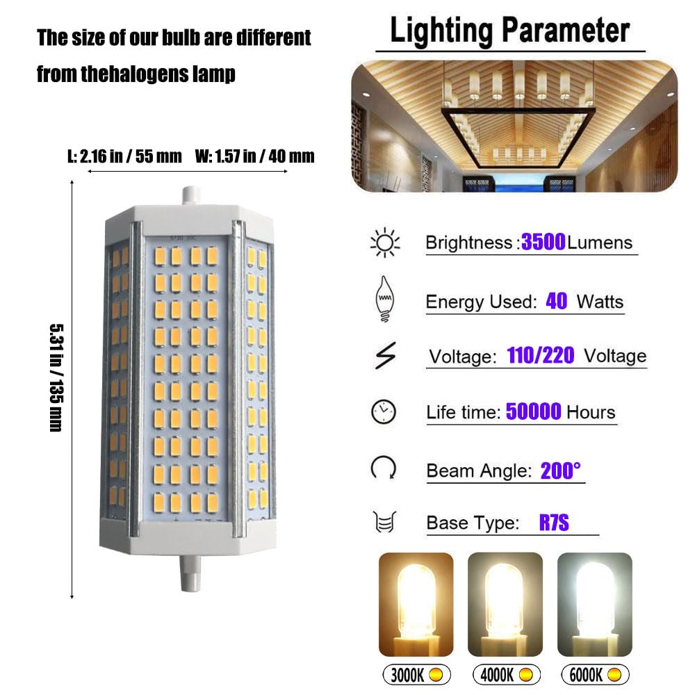 135mm dwustronne ściemnialne żarówki LED typu J 40W R7S 135mm lampa LED (400W J135 wymiana żarówki halogenowej), żarówki LED SMD 5630 żarówka wbudowany wentylator chłodzący