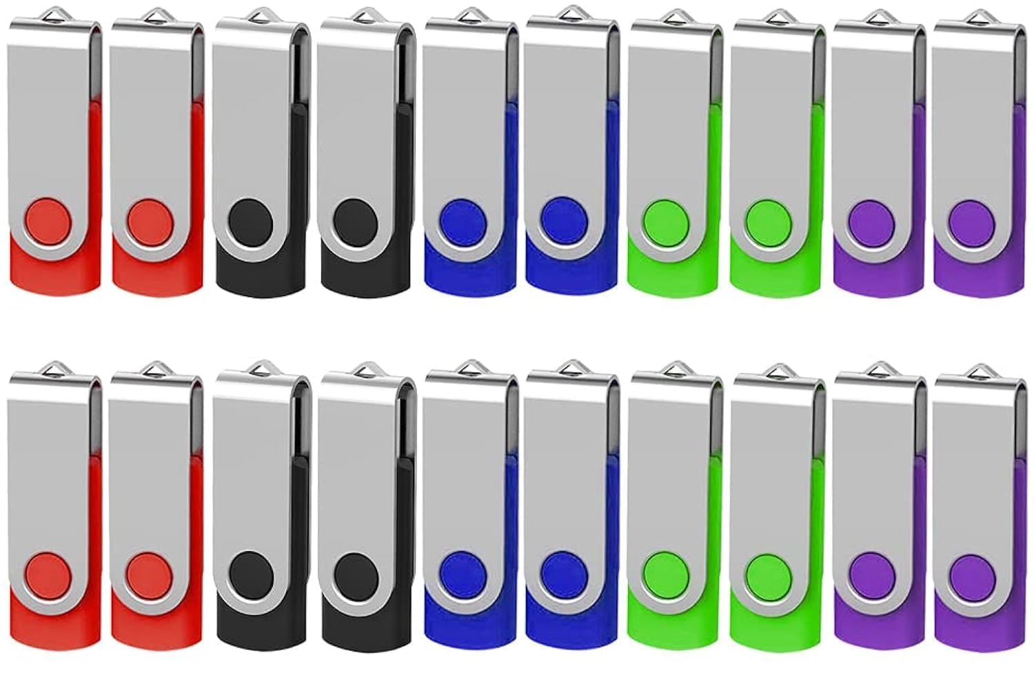 AreTop USB Stick 8GB 20 Stück, 360° drehbar USB 2.0, 20 Farben | 360° drehbarer Metall-Schutz, USB 2.0 Plug-and-Play, inklusive Lanyards, kompatibel mit PC/Laptop/Tablet/Auto/TV