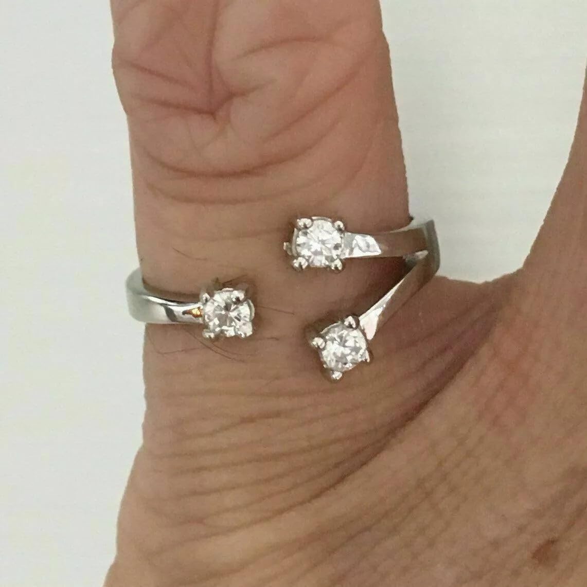 Women's Round Simulated Diamond Adjustable Toe Ring 925 White Gold Plated Silver