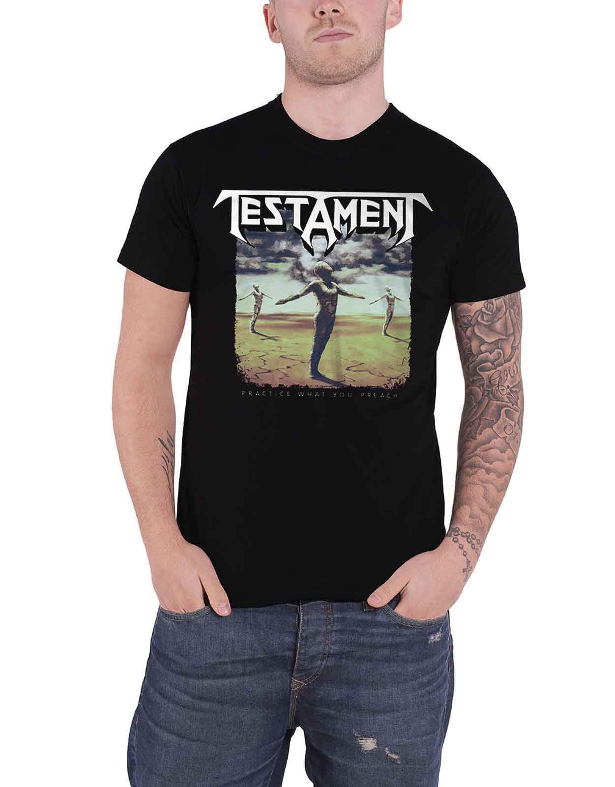 TESTAMENT PRACTICE WHAT YOU PREACH T-Shirt, Front & Back Print Small BLACK