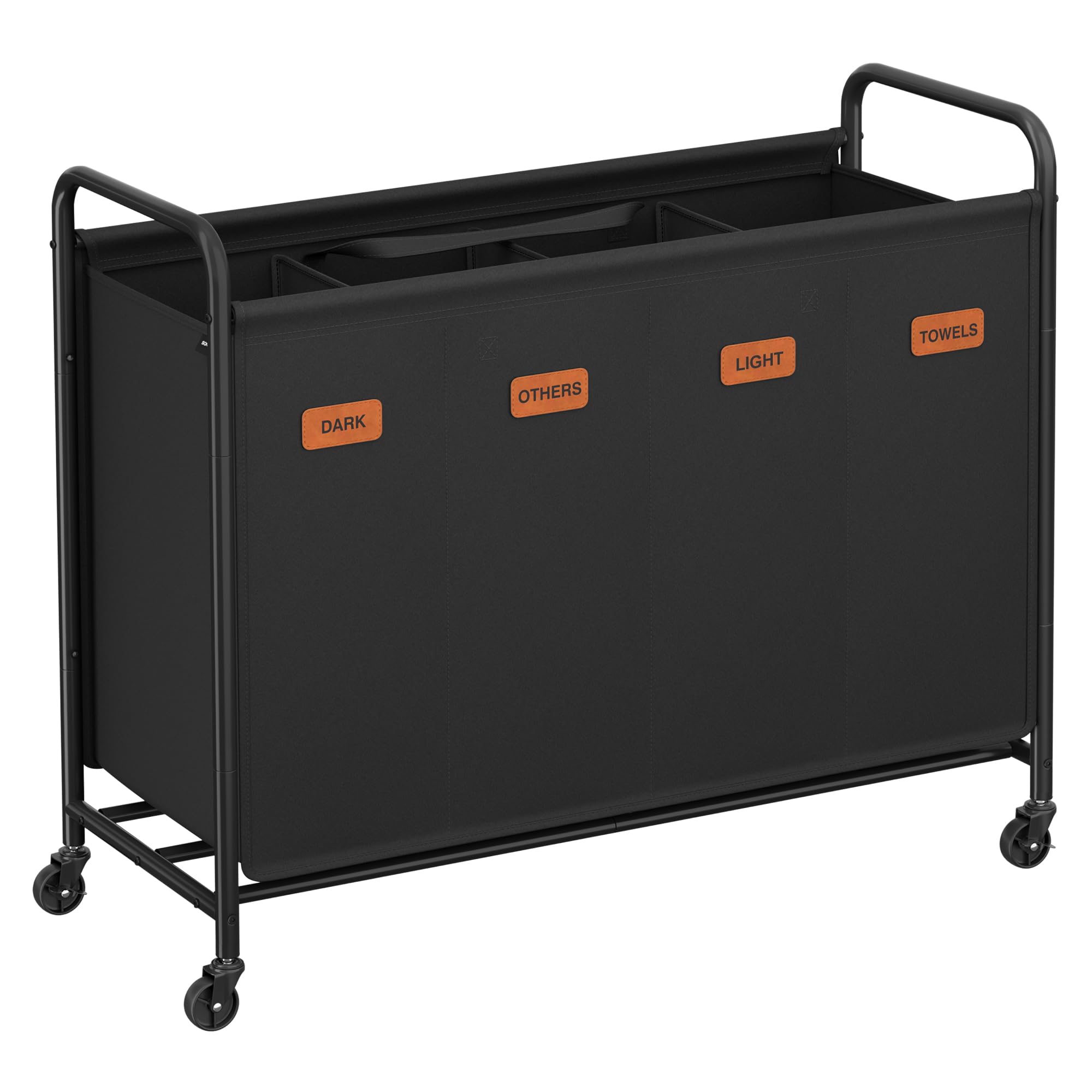 SONGMICS 4-Section Laundry Sorter with Wheels - Ink Black