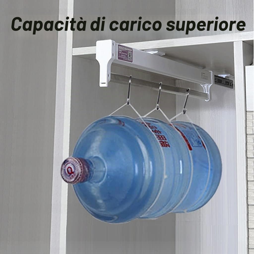 Asta Appendiabiti Estensibile con 2 binari di Scorrimento, Asta Estraibile per Armadio Regolabile da 30 a 80 cm, Asta Appendiabiti, portante 25kg (Size : 350mm)