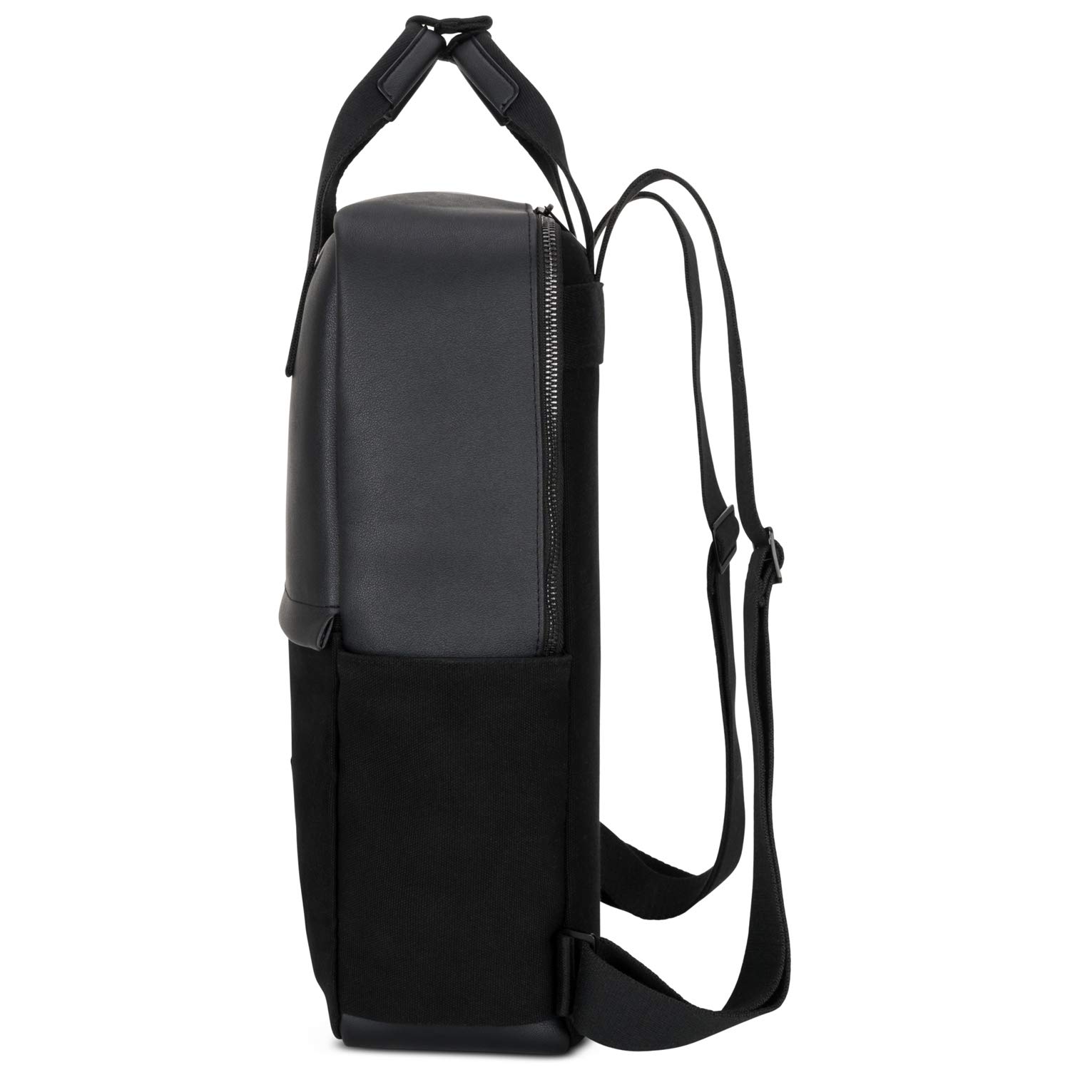 Plecak damski – Expatrié Mila Daypack z bawełnianego płótna i wegańskiej skóry – plecak na co dzień mały na czas wolny i do pracy – torba 12 litrów z kieszenią na laptopa 15 cali, czarny (czarny) - EXP00110
