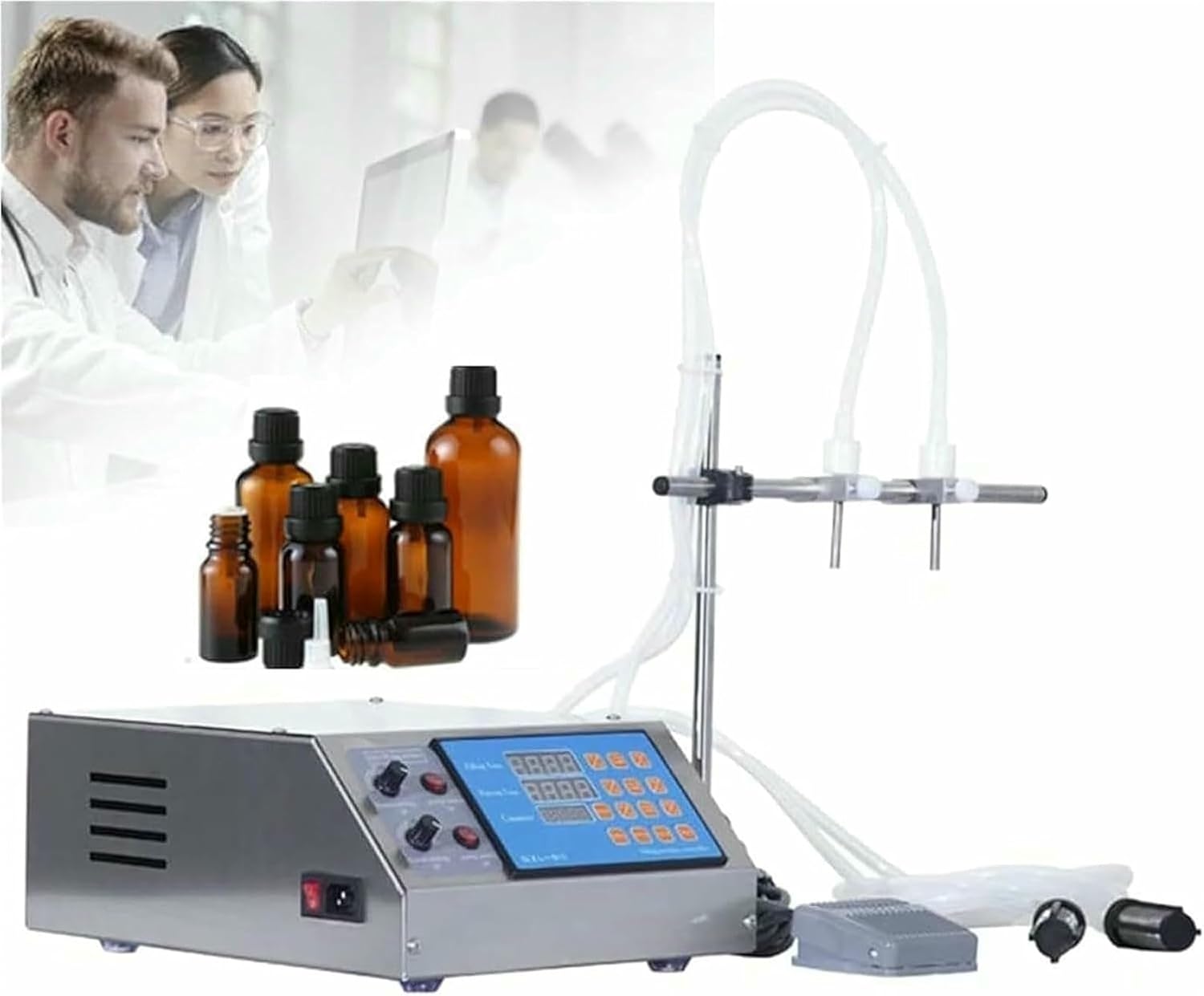 Weighing Bottle Filler Machine, Liquid Filling Machine, Stainless Steel Bottling Filler for Alcohol, Water, Milk and Juice-