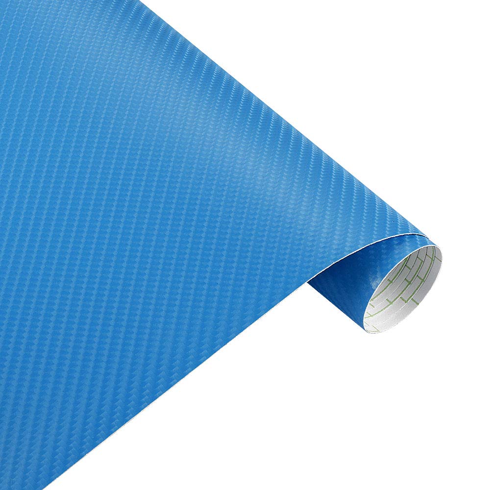 Autofolie 60x500 cm 4D Carbon Faser Vinyl Film Wasserdicht DIY Auto Außen Interne Aufkleber Autos Aufkleber Wrapping Film Auto Styling Auto Folie (Color : Light Blue)