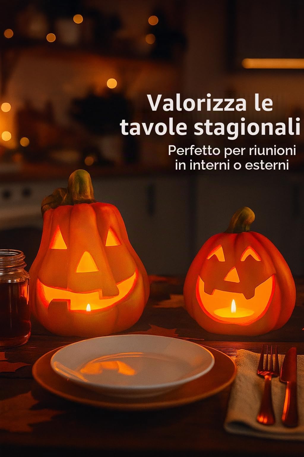 khevga Decorazioni di Halloween zucche Decorazione Set di 2 portacandele