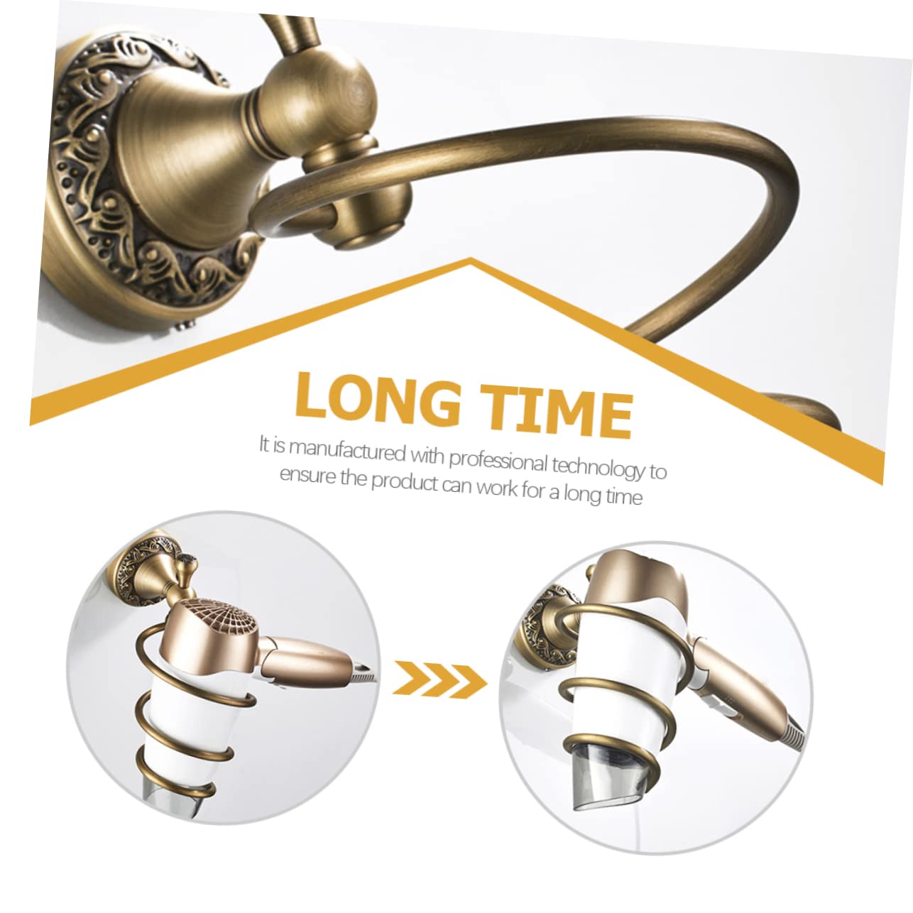 Didiseaon Soporte y Organizador para Secador Espiral de Pelo en Dorado de Cobre Acero Inoxidable, Montaje en Pared de Baño para Barbería