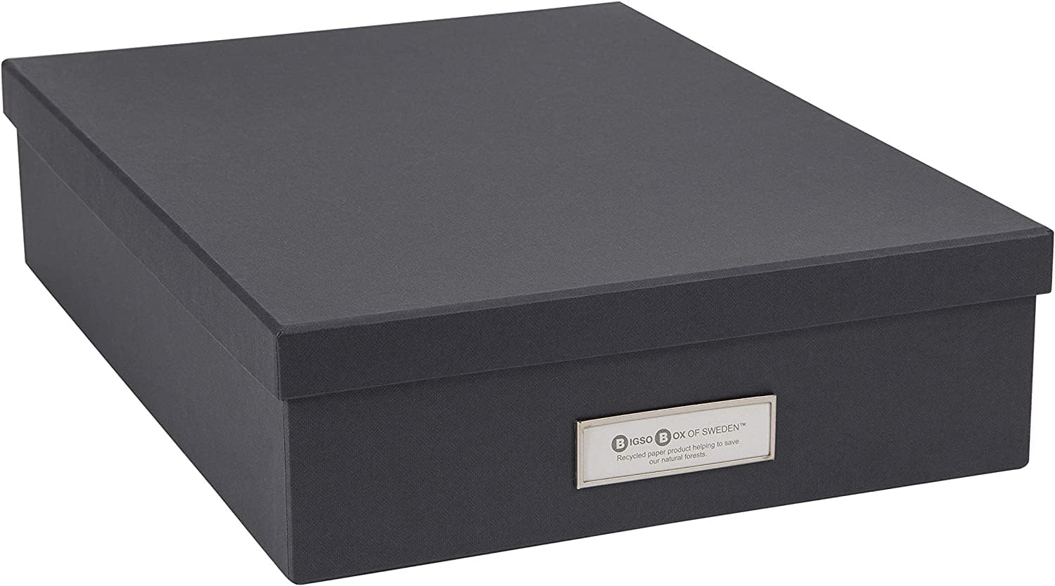 Dark Gray Paper Document Storage Box with Label Holder