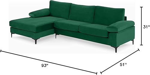 Miniatura 144 de Sofá modular moderno en forma de L, con diván extra ancho y patas doradas Gris,Negro -,Verde,Naranja,Gris oscuro,marino,Púrpura