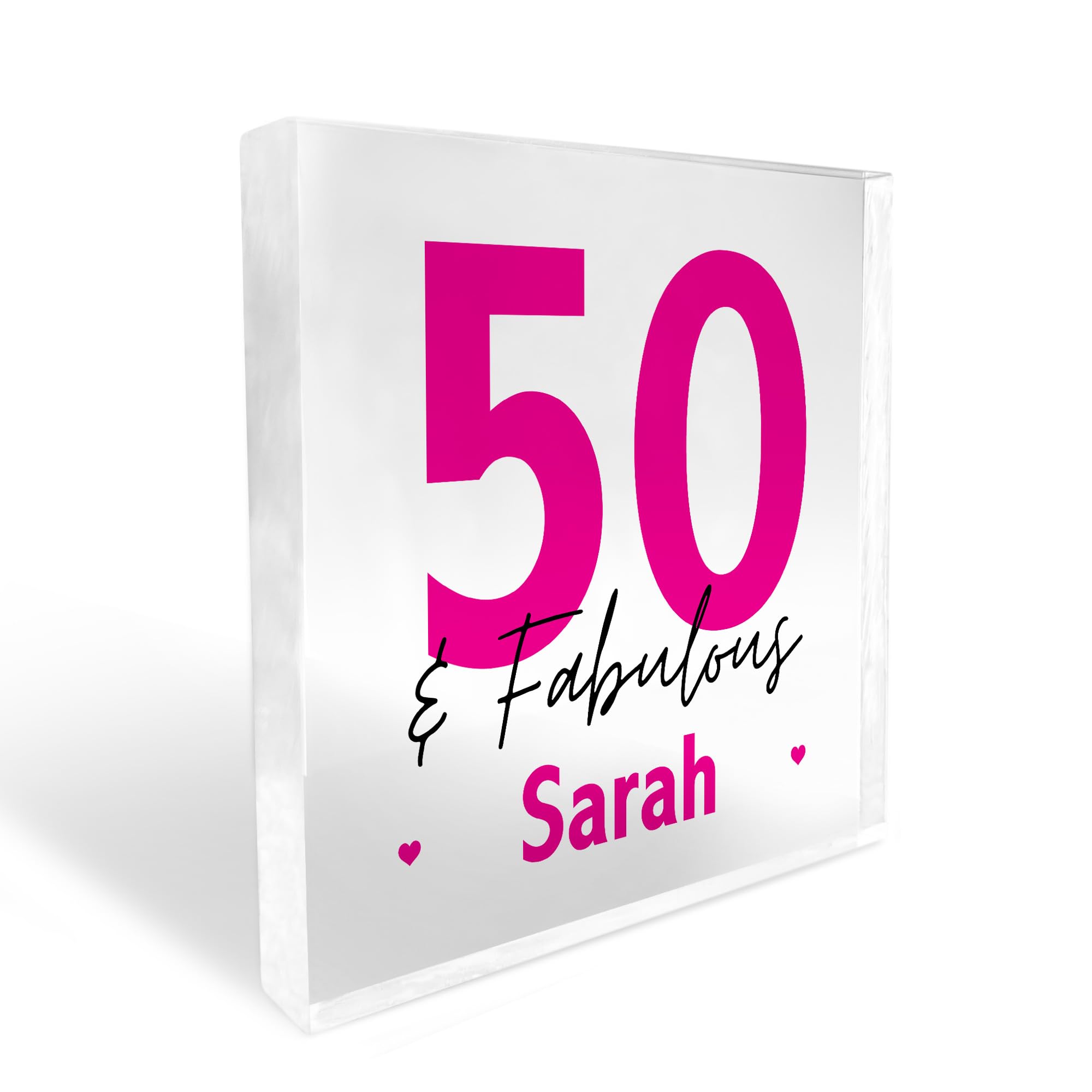 Red Ocean 50th Birthday Gift Personalised Acrylic Block 50 And Fabulous Mum Auntie Nan 50th Birthday Gifts For Women Keepsake