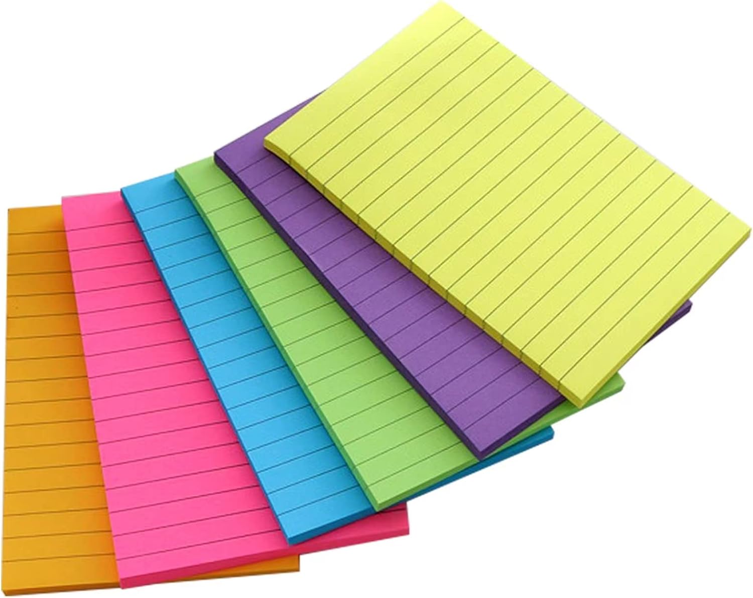 6 Pack Lined Sticky Notes 4 x 6 inch,6 Colors Self Sticky Notes, Pastel