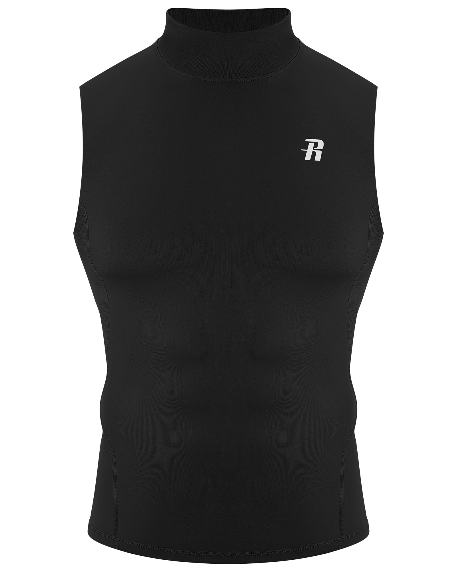 Runhit Herren Kompressionsshirt Tank Top Ärmellos Stehkragen, UPF 50+ Funktionsshirt Atmungsaktiv Schnelltrocknend Laufshirt, Leicht Sport Unterhemd für Gym Fitness Training