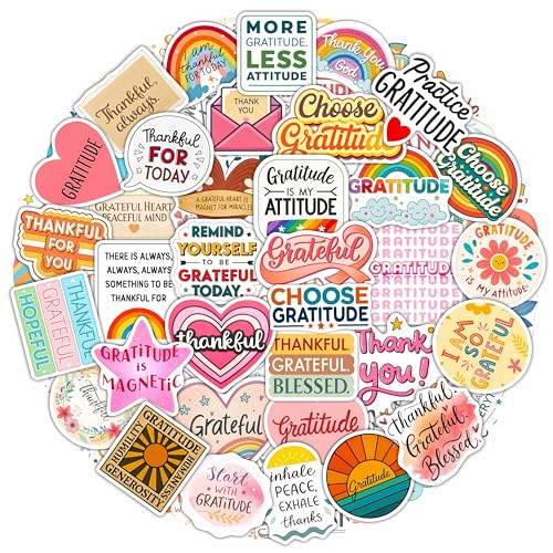 100Pcs Gratitude Stickers for Water Bottle...