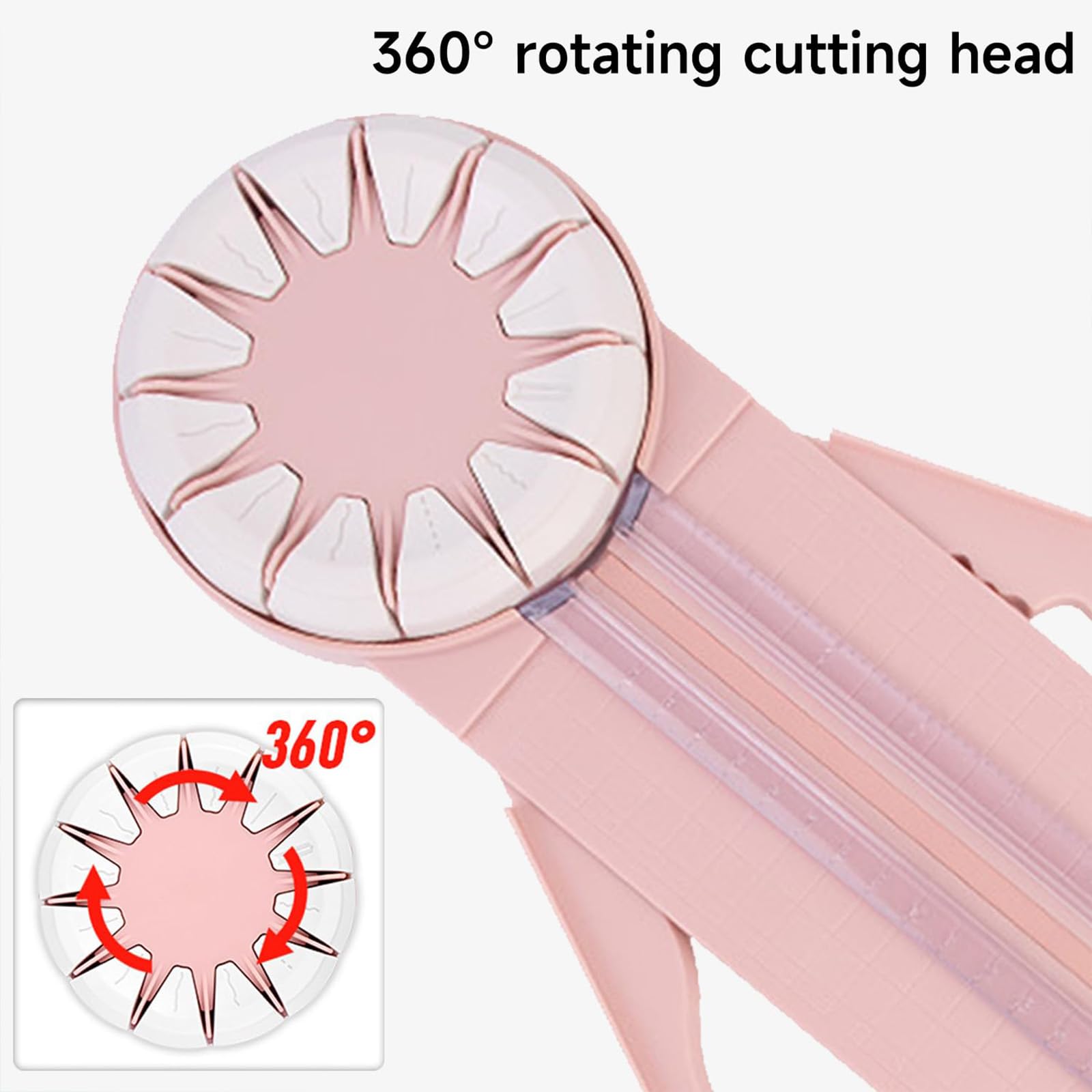 Taglierina Rotante 12 in 1, Strumento Multifunzionale per Scrapbooking Fotografico, Design della Testa Rotante A 360 Gradi, Taglio Preciso Sicuro E Antiscivolo (2pcs Pink)
