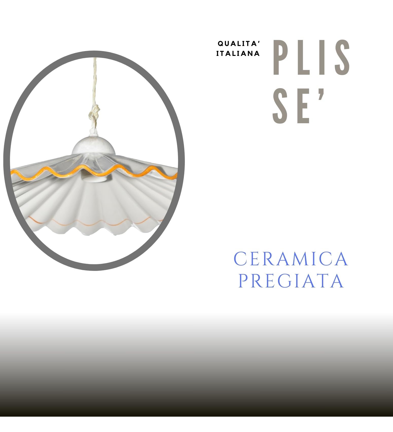 VANNI LAMPADARI - Lampadario a Sospensione Plissè- Lampadario Soggiorno in Ceramica- Lampadario Camera da Letto Decorato a Mano- Lampadario Rustico Taverna, Cucina- Made in Italy- 40 cm, Ocra