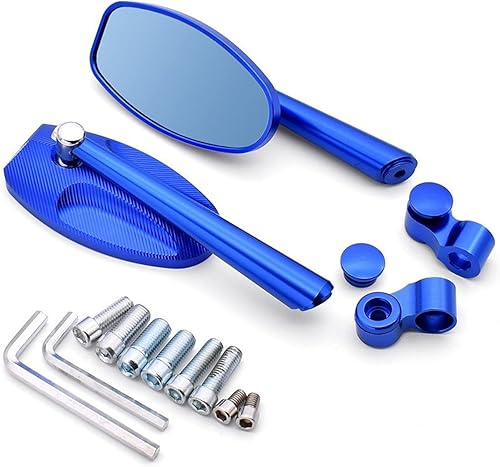 POPUCE Accesorios Universal motocicleta lateral retrovisor azul espejo antirreflejo CNC aluminio para Yamaha YBR 125 YZF R15 XT660 TMAX 500 530