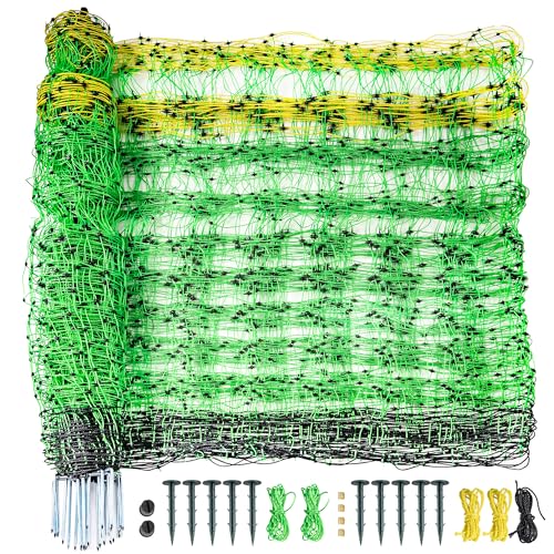 PPOLB Electric Poultry Fence Netting - 164'L x 47.5" H, Portable Movable Nets Mesh for Chickens, Ducks, Geese, Rabbits, Electric Fencing for Backyards, Homesteaders, Farms Ranches, and Gardens