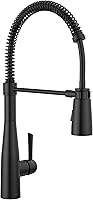 Delta Essa Pro Matte Black Kitchen Faucet with Pull-Down Sprayer - Single Hole Single Handle Commercial Style 9613-BL-DST
