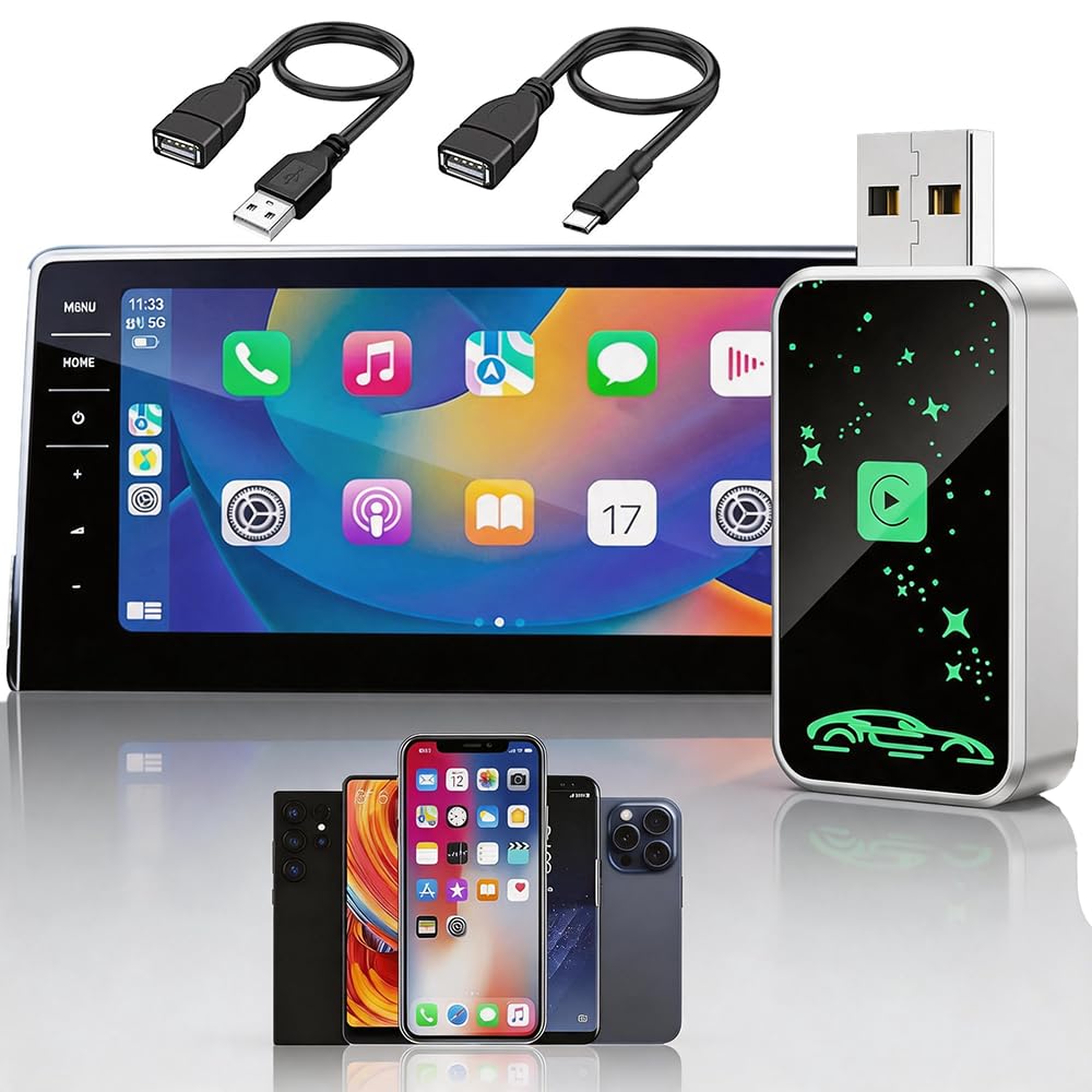 Mini Wireless Carplay Adapter for Apple for iPhone, 2026 Upgraded Convert Wired to Wireless Car Play Adapter,Fast Auto-Connect & No Latency Dongle,Plug & Play, USB A/C Included for iOS-image-46