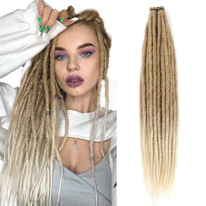 BRUNNACE 24 Inch Dreadlock Extensions Thin 0.6cm Synthetic