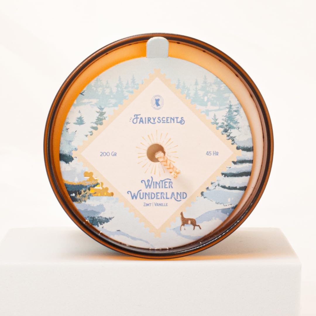 Verwunschene Welten Duftkerzen Set 3-teilig – Zimt & Vanille, Bergamotte & Pfirsich & Vanille, Orange & Birne – 45h Brenndauer je Kerze – Handgefertigt & Vegan – Geschenkset für Winter & Zuhause