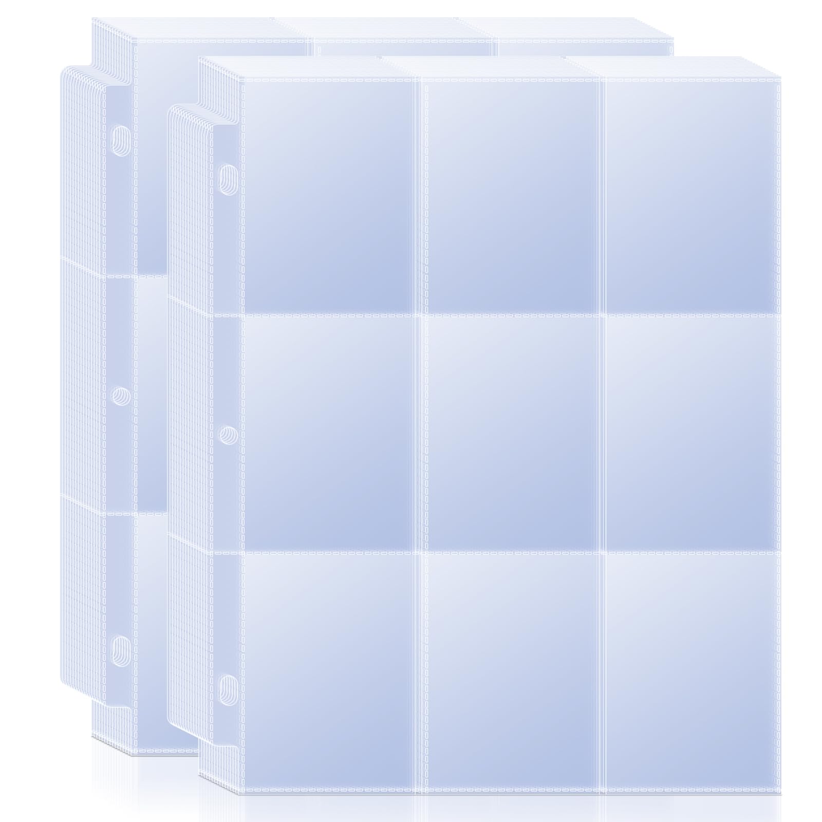 900-Pocket Trading Card Binder Sleeves Pages, 50 Sheets Double Side-Loading 9 Pocket Transparent Card Protector for 3-Ring Binder, Penny Sleeves Pages Fit for Football, MTG, TCG, Standard Cards