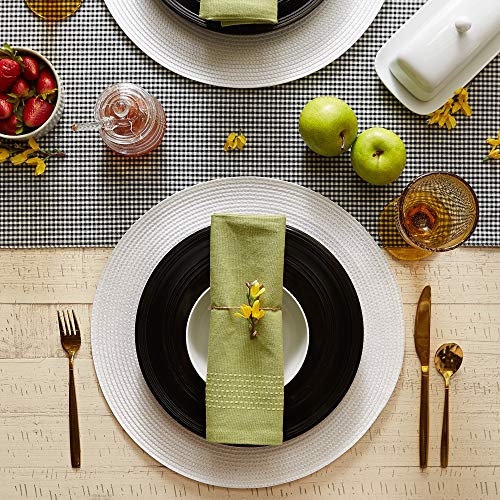 Dii Classic Woven Tabletop Collection, Indoor/Outdoor Placemat Set, Round, 15" Diameter, White, 6 Piece #TOP3