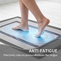 Vista 3 de Tapete de cocina de PVC de alta calidad con diseño geométrico, resistente antifatiga y antideslizante, para fregaderos y estufas, negro y gris