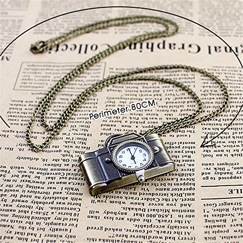 Palfashion Feelontop® Vintage Style Camera Shape Pocket Watch Pendant Necklace Long Chain With Jewelry Pouch #TOP2