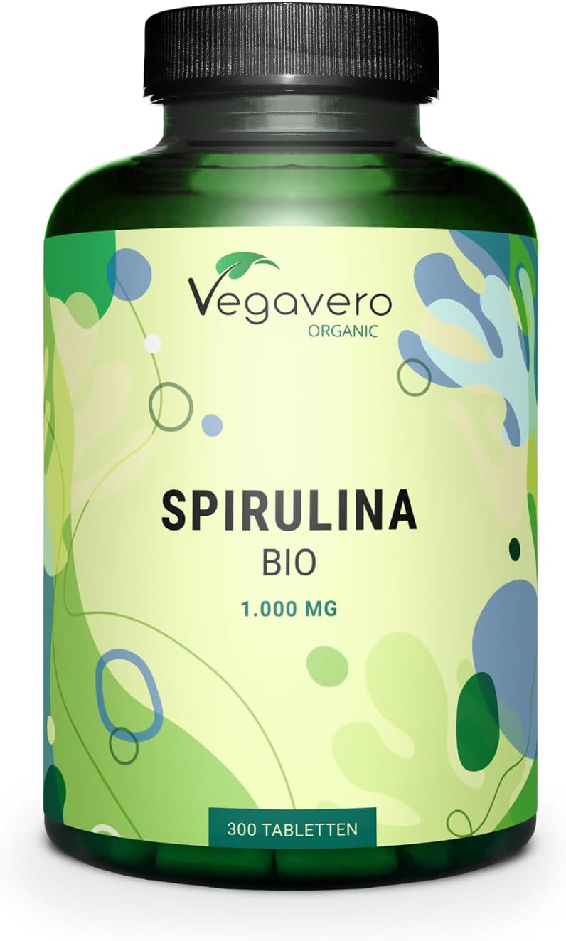 Vegavero Organic Spirulina 4000 mg | 300 Tablets | NO Additives | Natural Source of Protein, Vitamins & Minerals | Vegan