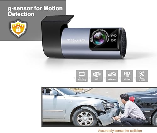 Miniatura 6 de Cámara de tablero de 1920 x 1080P con WiFi GPS integrada para tablero de instrumentos de automóvil con almacenamiento de tarjeta TF de 64 GB, gran