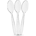 Plasticpro Clear Plastic Tea Spoons Disposable Cutlery Medium Weight Utensils 100 Count