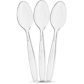 Plasticpro Clear Plastic Tea Spoons Disposable Cutlery Medium Weight Utensils 100 Count