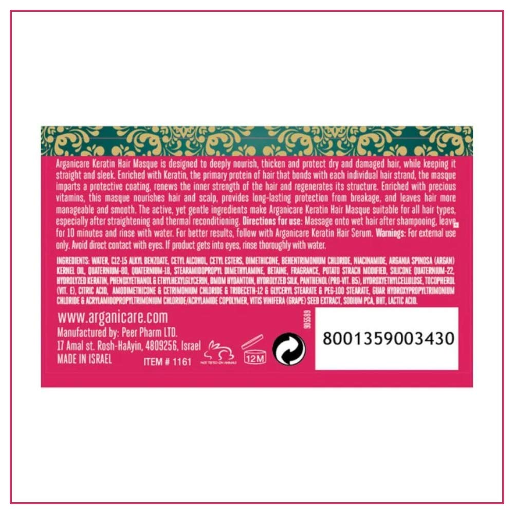 Arganicare Keratin Nourishing Hair Mask with Certified Organic Argan Oil for dry and damaged hair 16.9 fl oz